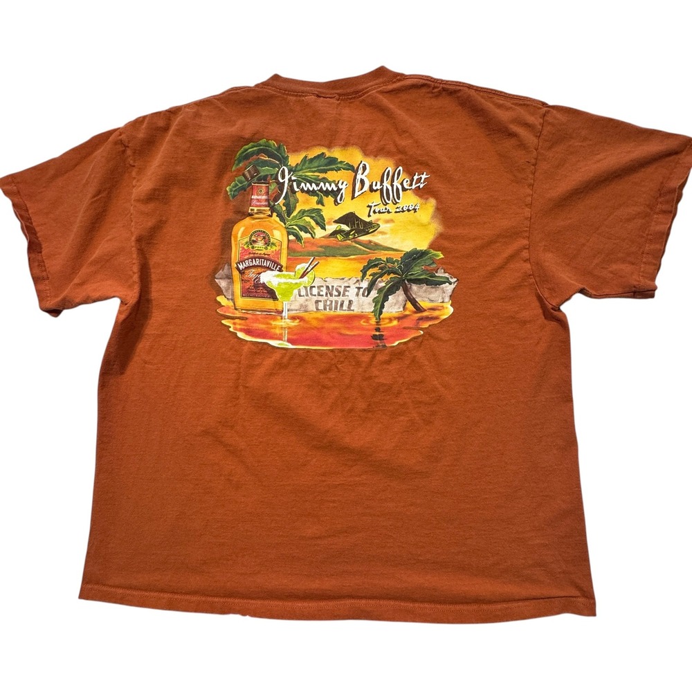 Jimmy Buffett Tour Shirt Adult 2XL Orange Excellent License To Chill Heavyweight